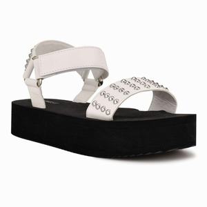 Nine West Comehere Studded Platform Sandals - White - Ireland (LJ9680451)